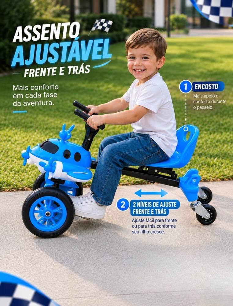 Assento ajustável em dois níveis, com encosto